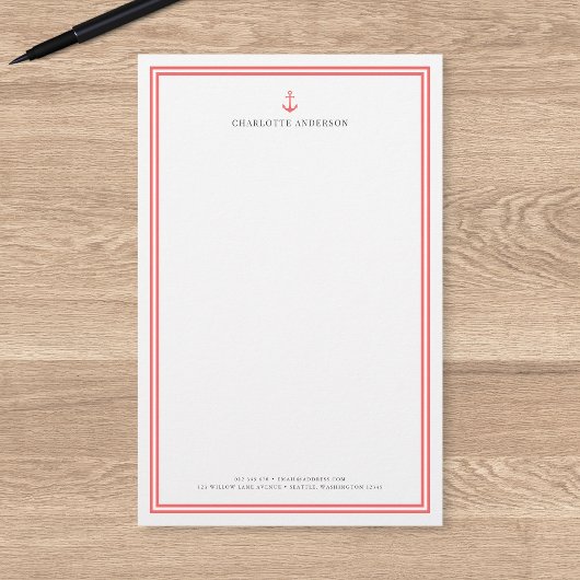 Aangepaste Kleur Moderne Klassieke Anker Gepersona Briefpapier