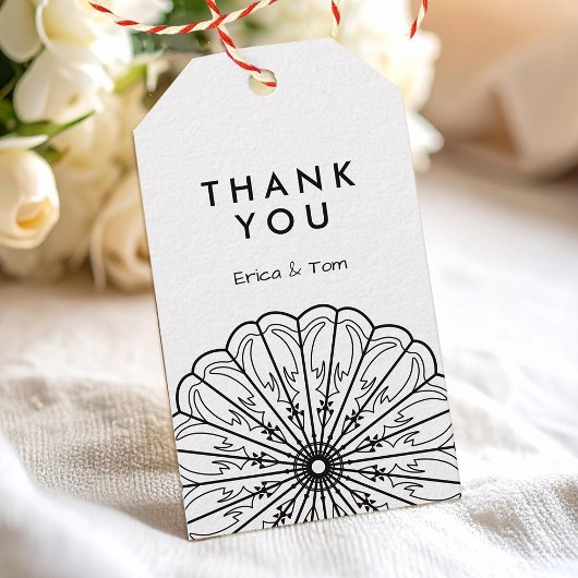 Aangepaste kleur moderne minimalistische bloem cadeaulabel