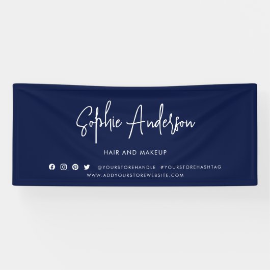 Aangepaste kleur Moderne script sociale media mark Spandoek (Horizontaal)