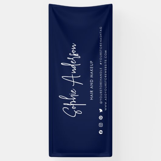 Aangepaste kleur Moderne script sociale media mark Spandoek (Verticaal)