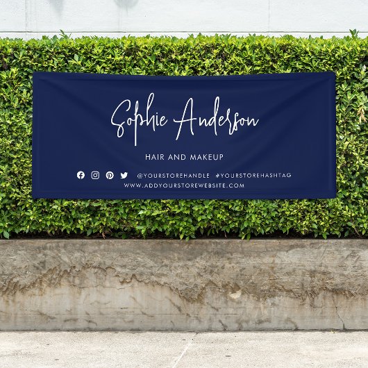 Aangepaste kleur Moderne script sociale media mark Spandoek