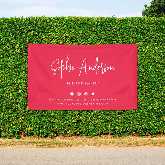 Aangepaste kleur Moderne script sociale media mark Spandoek