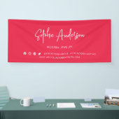 Aangepaste kleur Moderne script sociale media mark Spandoek (Beurs)