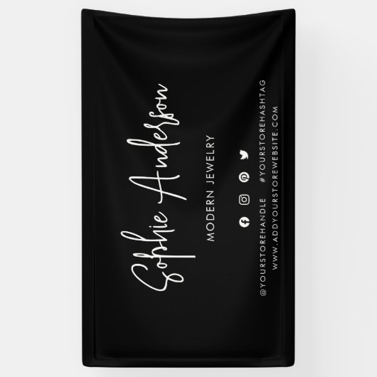 Aangepaste kleur Moderne script sociale media mark Spandoek (Verticaal)