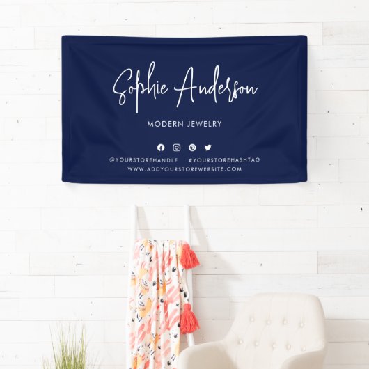 Aangepaste kleur Moderne script sociale media mark Spandoek (Insitu)