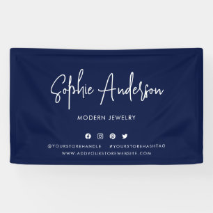 Aangepaste kleur Moderne script sociale media mark Spandoek
