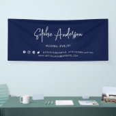 Aangepaste kleur Moderne script sociale media mark Spandoek (Beurs)