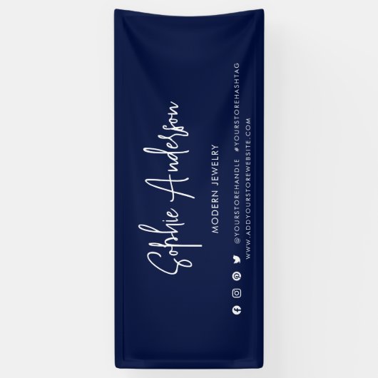 Aangepaste kleur Moderne script sociale media mark Spandoek (Verticaal)