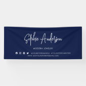 Aangepaste kleur Moderne script sociale media mark Spandoek (Horizontaal)