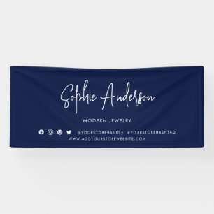 Aangepaste kleur Moderne script sociale media mark Spandoek