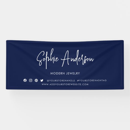 Aangepaste kleur Moderne script sociale media mark Spandoek (Horizontaal)