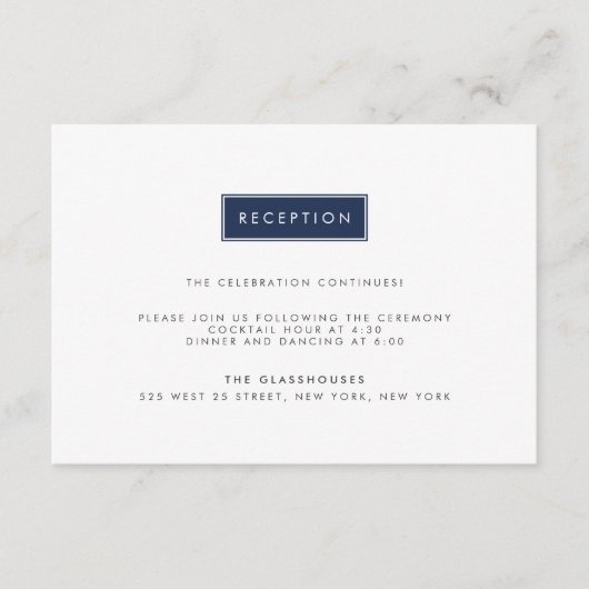 Aangepaste Kleur Moderne Trouwreceptie Informatiekaartje (Voorkant)