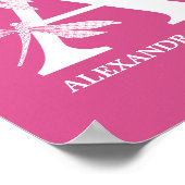 Aangepaste kleur Monogram Bloembrief Een kwekerij Poster (Hoek)