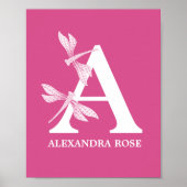 Aangepaste kleur Monogram Bloembrief Een kwekerij Poster (Voorkant)