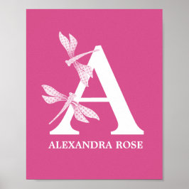 Aangepaste kleur Monogram Bloembrief Een kwekerij Poster