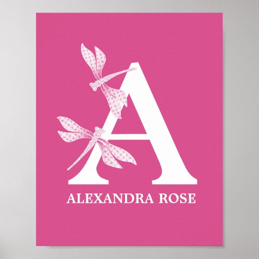 Aangepaste kleur Monogram Bloembrief Een kwekerij Poster (Voorkant)