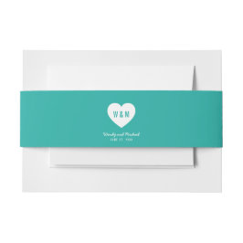 Aangepaste kleur monogram hart Moderne bruiloft Uitnodigingen Wikkel