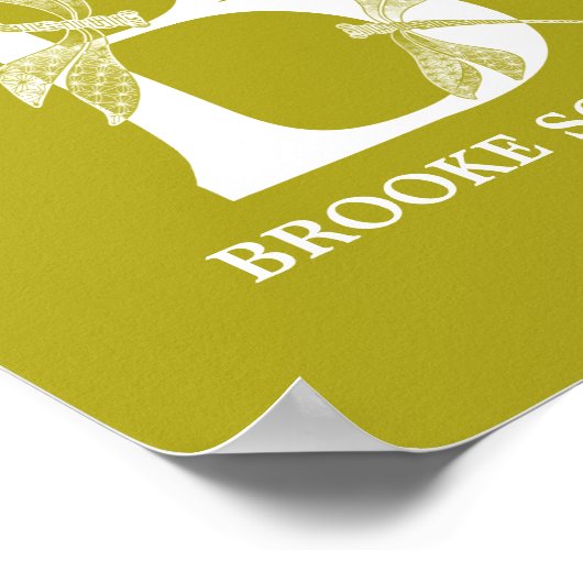 Aangepaste kleur Monogram Letter B Dragonfly kweke Poster (Hoek)