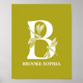 Aangepaste kleur Monogram Letter B Dragonfly kweke Poster (Voorkant)