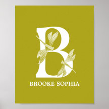 Aangepaste kleur Monogram Letter B Dragonfly kweke