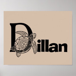 Aangepaste kleur monogram letter D Schildpad Kweke Poster