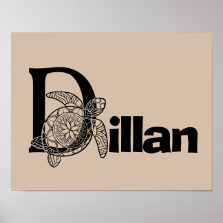 Aangepaste kleur monogram letter D Schildpad Kweke Poster