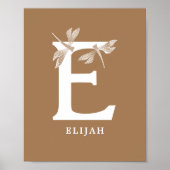 Aangepaste kleur Monogram Letter E Dragonfly kweke Poster (Voorkant)