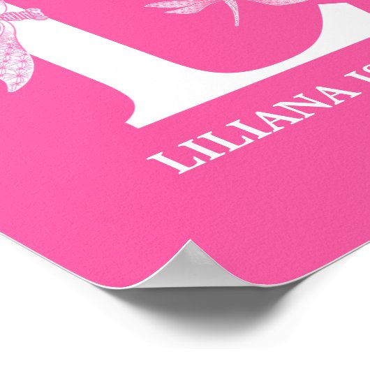 Aangepaste kleur Monogram Letter L Dragonfly Girl  Poster (Hoek)