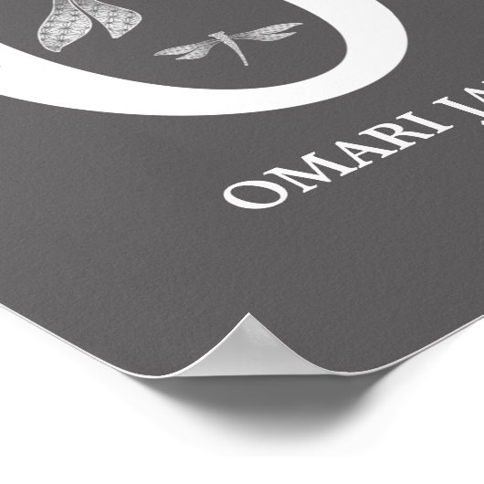 Aangepaste kleur Monogram Letter O Dragonfly jonge Poster (Hoek)