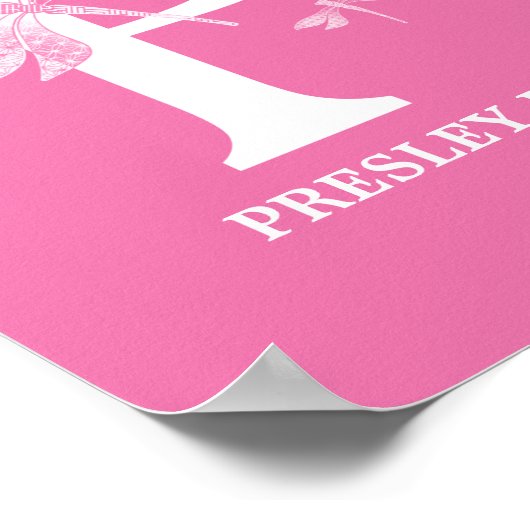 Aangepaste kleur Monogram Letter P Dragonfly Girl Poster (Hoek)
