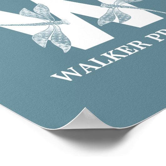 Aangepaste kleur Monogram Letter W Dragonfly jonge Poster (Hoek)