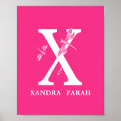 Aangepaste kleur Monogram Letter X Dragonfly jonge Poster (Voorkant)