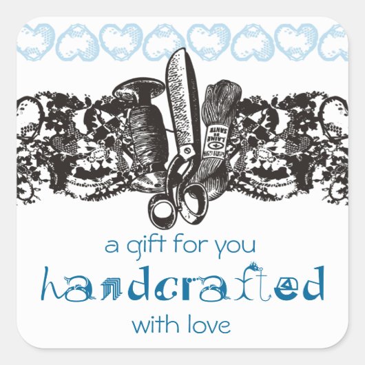 Aangepaste kleur Naaien Borduurwerk gothic Kant Ca Vierkante Sticker (Voorkant)