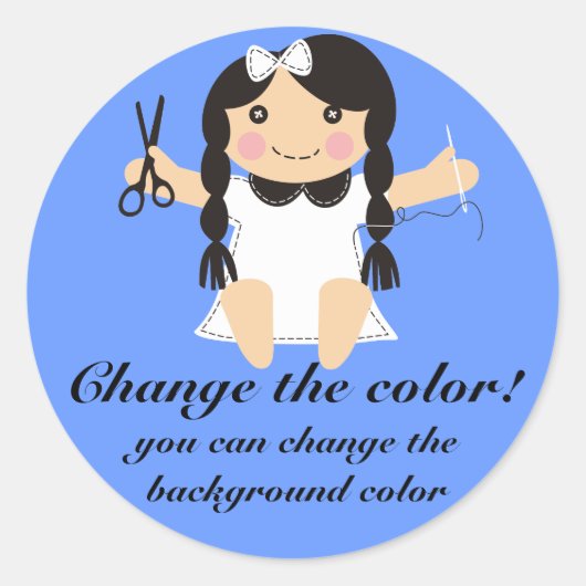 Aangepaste kleur naaien naaiende pop cadeau label (Voorkant)