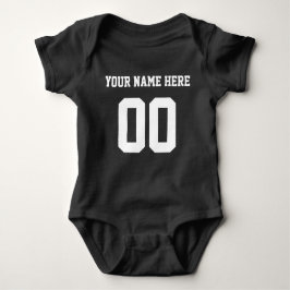 Aangepaste kleur/naam Baby Sport Black Jersey Romper
