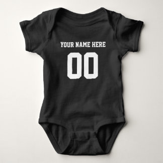 Aangepaste kleur/naam Baby Sport Black Jersey Romper