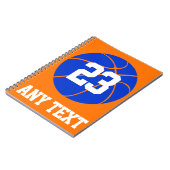 Aangepaste kleur, naam en nummer Blauwe Basketball Notitieboek (Linkerzijde)