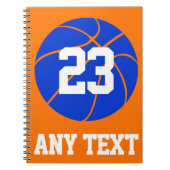 Aangepaste kleur, naam en nummer Blauwe Basketball Notitieboek (Voorkant)