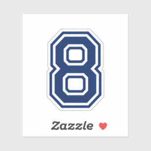 Aangepaste kleur nummer acht sport college lettert sticker