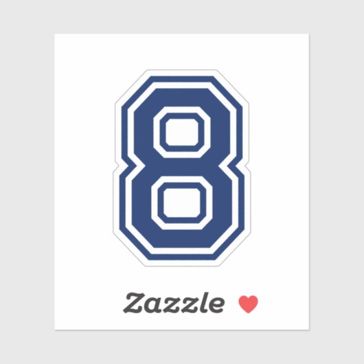 Aangepaste kleur nummer acht sport college lettert sticker (Vel)