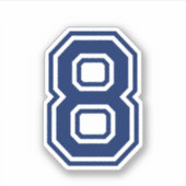 Aangepaste kleur nummer acht sport college lettert sticker (Voorkant)