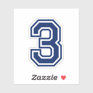 Aangepaste kleur nummer drie 3 sportieve college l sticker