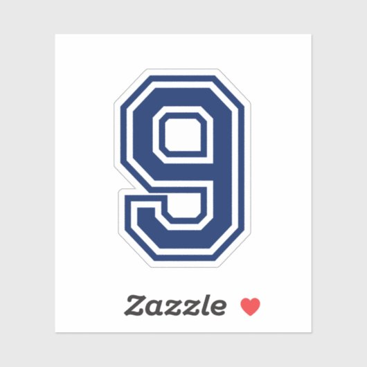 Aangepaste kleur nummer negen 9 sport college lett sticker (Vel)