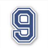 Aangepaste kleur nummer negen 9 sport college lett sticker (Voorkant)