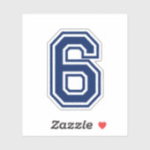 Aangepaste kleur nummer zes 6 sportieve college le sticker (Vel)