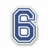 Aangepaste kleur nummer zes 6 sportieve college le sticker (Voorkant)