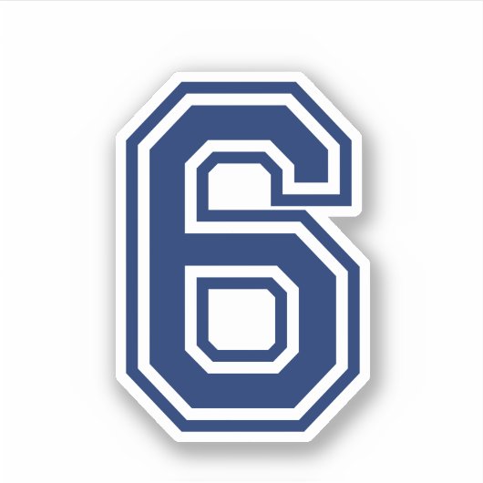 Aangepaste kleur nummer zes 6 sportieve college le sticker (Voorkant)