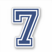 Aangepaste kleur nummer zeven 7 sport college lett sticker (Voorkant)