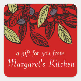 Aangepaste kleur olijftak voedsel cadeau label lab