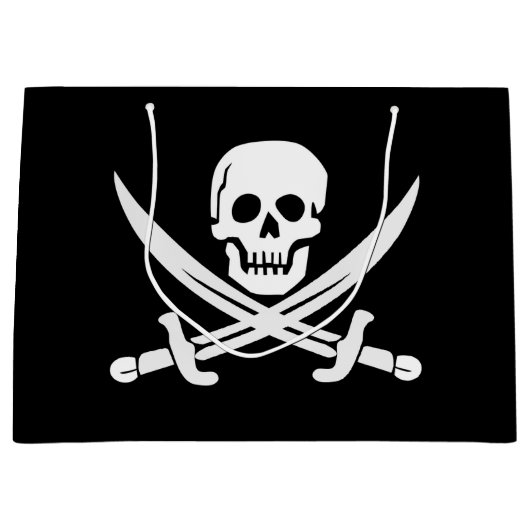 Aangepaste kleur Pirate/Skulls/Swords Black Gift B Groot Cadeauzakje (Voorkant)